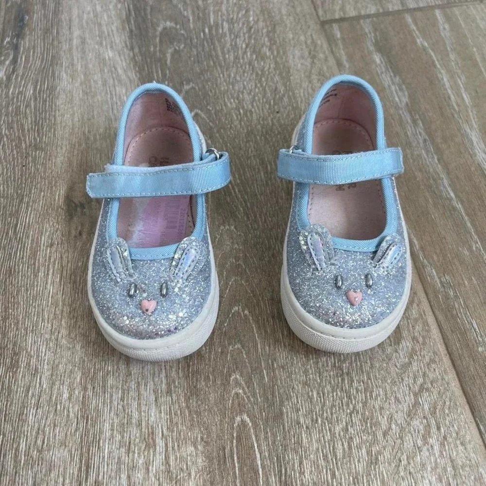 Harper Canyon Silver Glitter Bunny Mary Jane Shoes Toddler Size 5